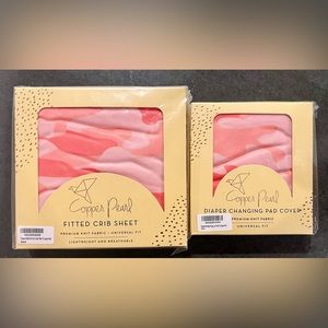 Copper Pearl Premium Knit Crib Sheet & Diaper Changing Pad Cover, Pink, Baby NEW